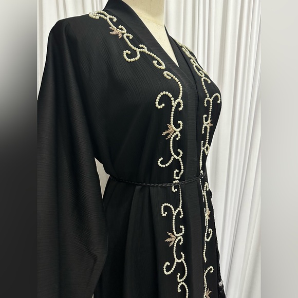 Black pearl beaded abaya dress - Picture 1 of 7
